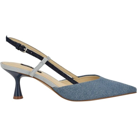 Nine West Womens Blue Denim Pointed Closed Toe Ankle Buckle Rhonda Pumps - Picture 5 of 6